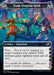 A colorful card titled "Foam Weapons Kiosk (5-6) [Unfinity]" from the Magic: The Gathering game. It depicts two costumed figures standing in front of a kiosk with various foam fantasy weapons. This artifact attraction has the ability to enhance a target creature, granting it a +1/+1 counter and vigilance.