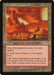 A Magic: The Gathering product titled "Ghitu Encampment [Urza's Legacy]." The card has red and orange hues depicting a rocky, desert landscape with tent-like structures. The text box describes its abilities: it adds red mana, and can transform into a 2/1 red Warrior creature with first strike. Illustrator: Hazeltine.