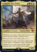 A Magic: The Gathering card titled "Aragorn, the Uniter [The Lord of the Rings: Tales of Middle-Earth]". It depicts a warrior on horseback with soldiers behind. This Legendary Creature's abilities trigger when casting white, blue, red, or green spells. Power and toughness stand at 5/5.