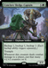 A rare Magic: The Gathering card from the March of the Machine Commander set, "Conclave Sledge-Captain (Extended Art)," features an impressive Elephant Soldier wielding a large green hammer. Costing 5 forest mana and 1 generic mana, it boasts 4 power and 4 toughness with abilities Backup 1 (three times) and Trample, enhancing its counter effects.