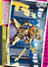 An illustration of a trading card features an anime-style character with leopard-print attire and yellow gloves, striking a dynamic pose inside a train. Japanese text and graphics surround the character, with a prominent label reading “Golden Experience (JJ/S66-TE09J JJR) [JoJo's Bizarre Adventure: Golden Wind].” This Bushiroad collectible pays homage to "JoJo's Bizarre Adventure: Golden Wind.