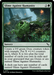 A Magic: The Gathering card titled *Slime Against Humanity [Murders at Karlov Manor]* has a casting cost of 2 green mana and 1 generic mana. Depicting a large, slimy ooze amidst the dark forest, its effect creates an Ooze creature token with trample, gaining +1/+1 counters based on Oozes in exile and the graveyard.