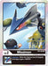 A Missimon [BT4-005] card from the 2021 Championship Finals Event Pack Alt-Art Gold Stamp Set by Digimon, featuring a DIGI-EGG from the D-Brigade in the Great Legend Promos series. The card showcases a pointed, metallic, blue-and-silver Digimon soaring through the air, accompanied by two round black Digimon. Text describes its abilities and stats: In-Training, Machine, Lv. 2, with unique skills and a DP boost.