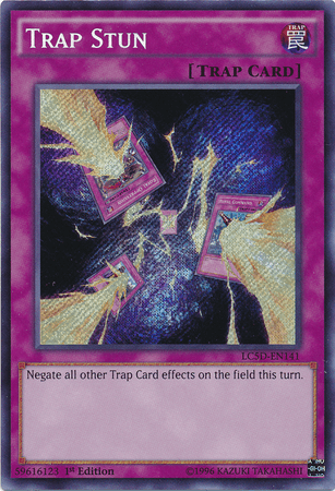 The image shows a Yu-Gi-Oh! Secret Rare Trap Card named 