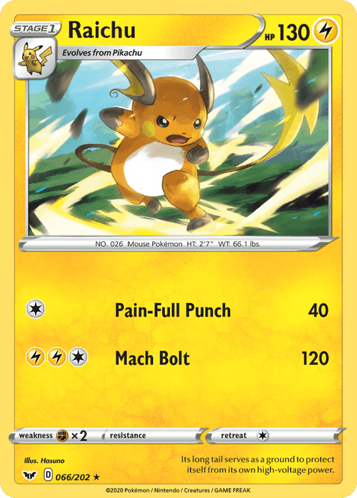 Raichu (066/202) [Sword & Shield: Base Set]