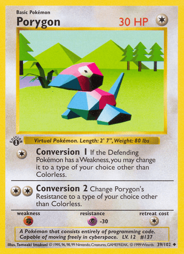 Porygon (39/102) (Shadowless) [Base Set 1st Edition]