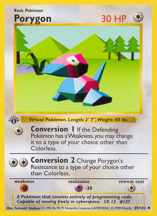 Porygon (39/102) (Shadowless) [Base Set 1st Edition]