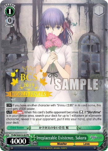 Irreplaceable Existence, Sakura (FS/BCS2019-05 PR) (Promo) [Fate/Stay Night [Unlimited Blade Works]]