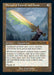 An illustration of the "Sword of Hearth and Home (Retro) [Modern Horizons 2]" Magic: The Gathering card from Modern Horizons 2. It depicts a hand holding a glowing green and gold sword with a mountainous landscape background. This mythic Artifact Equipment card, with artwork by Chris Rahn, details its abilities, stats, and has an equip cost of 2.