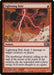 A Magic: The Gathering card titled "Lightning Bolt [Magic 2010]." This Instant depicts a person summoning lightning on a mountain in stormy weather. The red frame of this Magic: The Gathering card states it deals 3 damage to a target creature or player, with flavor text describing the sparkmage's rage and surprise at summoning fierce energy.