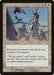 The image is a Magic: The Gathering card from the Prophecy set titled "Entangler," showing an armored female warrior in a defensive stance with a spear, ready to block multiple shadowy advancing figures. This enchantment costs 2 white mana and allows the enchanted creature to block any number of creatures.