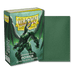 A package of Dragon Shield: Japanese Size 60ct Sleeves - Power (Matte) is displayed. The box, by Arcane Tinmen, features a green muscular character with large wings and glowing hands, clad in metallic green armor. The text reads "Japanese Size Power 60 TCG Cards Matte Dual Sleeves," with a green-colored sleeve displayed beside the box.