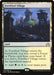A Magic: The Gathering product titled "Fortified Village [Shadows over Innistrad]" depicts a fortified village with wooden structures and watchtowers surrounded by a wooden fence. This rare land card allows adding green or white mana to a player's mana pool.