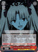 The image shows a character card featuring a dark-haired female character with a serious expression. The card has a red and black color scheme with text boxes detailing character abilities and stats. The text at the bottom reads, "Granting Special Rights, Ereshkigal (FGO/S75-E060 U) [Fate/Grand Order Absolute Demonic Front: Babylonia]" from Bushiroad.