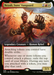 The Magic: The Gathering card "Neyali, Suns' Vanguard (Extended Art) [Phyrexia: All Will Be One Commander]" features a Legendary Creature in the Phyrexia: All Will Be One Commander set. This card portrays a human adorned in spiked armor and a gauntlet, standing resolutely among fiery sparks. Neyali bestows double strike on attacking tokens and exiles cards from the library. The card's stats are 3/3.