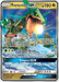 A Pokémon trading card featuring Rayquaza GX (109/168) [Sun & Moon: Celestial Storm] from Pokémon. Rayquaza, a dragon-like creature, appears at the top with piercing eyes and an open mouth. The card includes stats: 180 HP, Dragon type, and move descriptions like "Dragon Break" and "Tempest GX." The background is vibrant with holographic elements.