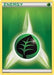 A Pokémon Grass Energy (2011 Unnumbered) [League & Championship Cards] card of common rarity with a green background, featuring a central symbol of a black leaf with white veins inside a green circle. The card's border is yellow. The word "ENERGY" is displayed at the top, and a small leaf icon is placed in the top right corner.