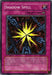 An illustration of the Yu-Gi-Oh! Continuous Trap card "Shadow Spell [SKE-041] Super Rare" from a Starter Deck. The card features dark chains forming a hexagonal web, with a powerful yellow and black energy explosion at the center. The Super Rare text explains its effect to weaken and immobilize an opponent's monster.