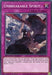 A Yu-Gi-Oh! trading card titled "Unbreakable Spirit [SBCB-EN039] Common" that is purple for a Normal Trap. The image shows a knight in combat with a dragon, both in dynamic action poses. Text below describes the card's effect in a duel. The Speed Duel and Battle City Box codes are printed in the lower-left and lower-right corners.