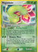 A rare Pokémon trading card from the Unseen Forces series featuring Meganium (9/115) (Theme Deck Exclusive) [EX: Unseen Forces]. Meganium, a Grass-type, has a green body and large pink flower petals around its neck. The card's abilities include Healing Aroma and Bouncy Move, with detailed stats on its attacks and weaknesses.