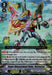 An image of a Bushiroad trading card named "Super Dimensional Robo, Daizaurus (V-EB08/010EN) [My Glorious Justice]." It features a mech warrior with colorful armor and a large pink and yellow headpiece, holding a weapon. Grade 3, power 13000, 1 critical. Card number: V-EB08/010EN. Dimension Police unit from Star Gate.