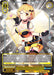 An anime-style Character Card featuring Yozora Mel, a hololive production idol. She has blonde hair, yellow and black clothing, and a bat-themed headpiece. Winking while holding a trident, the **Wishing for a Future With You, Yozora Mel (Foil) [hololive production Premium Booster]** highlights her abilities with stats reading "5000" and "1".