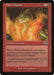 Magic: The Gathering Fiery Mantle [Urza's Saga] card. The art shows a fierce, green-scaled creature with flames enveloping its neck and upper body. This Enchantment Aura costs one generic and one red mana, enchanting a creature with abilities related to returning to hand and power boost for mana.