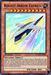 A Yu-Gi-Oh! product titled "Rocket Arrow Express [NUMH-EN024] Super Rare" with a picture of a futuristic, white and blue rocket train speeding through a colorful, radiant background. This Super Rare, Earth attribute Effect Monster has 5000 ATK and 0 DEF. Card ID: NUMH-EN024, 1st Edition, number 79850798.