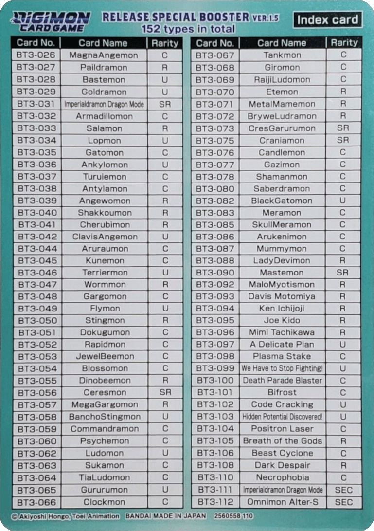 Release Special Booster Ver.1.5 Index Card (Player 2) [Release Special Booster Ver.1.5]