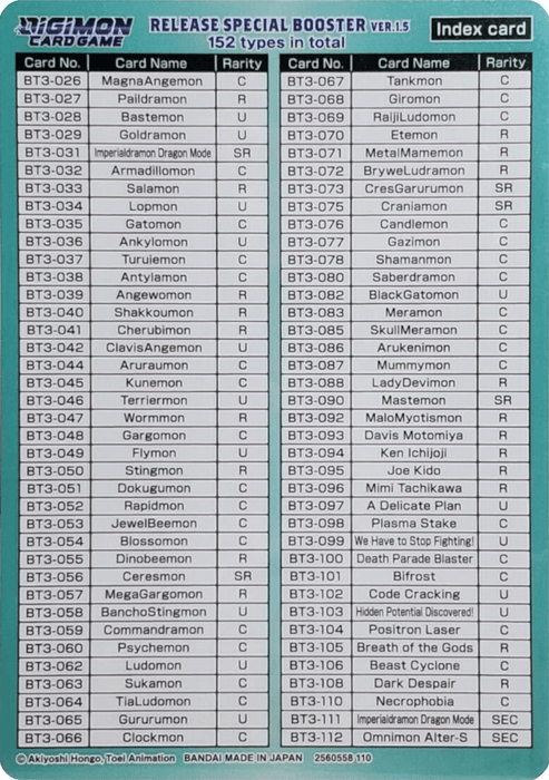 Release Special Booster Ver.1.5 Index Card (Player 2) [Release Special Booster Ver.1.5]