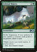 Magic: The Gathering product titled "Colossal Majesty [Core Set 2019]". This Uncommon Enchantment depicts a stampede of dinosaurs under a stormy, green sky with floating rocks. Text reads: "At the beginning of your upkeep, if you control a creature with power 4 or greater, draw a card." Flavour text: “Might doesn’t just build empires.