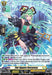 A trading card from Bushiroad's "Genesis of the Five Greats," titled "Tier Square Sorceress" (D-BT01/H35EN), depicts a green-haired female character in a black and green outfit with golden accents. The dynamic, glowing background highlights her abilities: grade 1, power 8000, critical 1, shield 5000, and she belongs to the Keter Sanctuary clan.