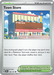 A Pokémon trading card titled "Town Store (196/197) [Scarlet & Violet: Obsidian Flames]" depicts a colorful, multi-story building adorned with storefront signage, surrounded by greenery and a blue sky. The card is from the Trainer category, Stadium subcategory within the Scarlet & Violet series, with game mechanics text and illustration credits below the image.