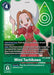 A Rare Digimon card featuring Mimi Tachikawa. The green background with a digital pattern highlights Mimi, a character with long brown hair, smiling and standing confidently with both hands on her hips. The card details her abilities and has the number "4" in a blue circle at the top left is the Mimi Tachikawa [BT1-089] (Official Tournament Pack Vol.3) [Release Special Booster Promos] from Digimon.