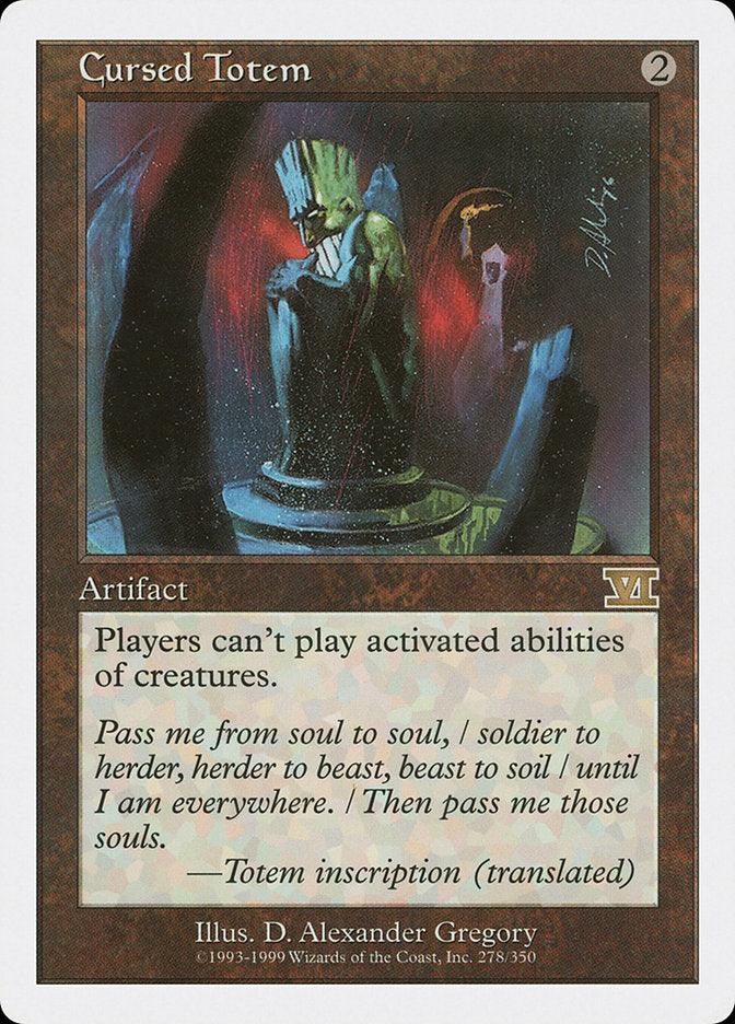 The image shows a Magic: The Gathering card named *Cursed Totem [Classic Sixth Edition]*, an artifact card costing 2 mana. Its text reads, 