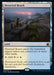 A Magic: The Gathering card from Innistrad: Midnight Hunt titled "Deserted Beach [Innistrad: Midnight Hunt]." This Rare Land features artwork of a wooden boardwalk leading to a foggy, abandoned beach. It enters the battlefield tapped unless you control two or more other lands and can produce either white or blue mana. Flavor text: "Drownyard floods and unnatural frost made the once peaceful boardwalk decept.
