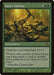 A Magic: The Gathering card titled "Gaea's Anthem [Planar Chaos]" with a green border. It costs 1 generic mana and 2 green mana. The enchantment gives creatures you control +1/+1. The artwork depicts warriors, including an orc, fighting fiercely in a forest environment. Text includes a quote by Gamelien, Citanul elder.