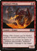 The image depicts a Magic: The Gathering card from Core Set 2019 titled "Sarkhan's Whelp." It shows a small, flying red dragon with scales and a menacing expression. The Creature Dragon has abilities such as flying and dealing 1 damage to any target when a Sarkhan planeswalker activates an ability. It's a 2/2 card.