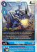 Image of a Digimon trading card named "Greymon [BT10-019] [Xros Encounter Pre-Release Cards]." The card has a blue border and is labeled as "Pre-Release." The card's details include a play cost of 4, a Digivolve cost of 2 from level 3, and 4000 DP. Featuring an illustration of Greymon emitting an orange flame, it boasts traits like "Blue Flare.