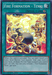 A Yu-Gi-Oh! card titled "Fire Formation - Tenki [THSF-EN057] Super Rare." The Continuous Spell card illustration shows two warriors, one with a spear and one with a sword, amidst flames. The card's turquoise border contains text at the bottom detailing its effect of boosting Beast-Warrior-Type monsters' attack by 100.