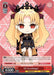 The image is of a promo trading card depicting SD Ereshkigal (FGO/S75-E105 PR) [Fate/Grand Order Absolute Demonic Front: Babylonia] from the "Babylonia" series in "Fate/Grand Order." The figure has long blonde hair, red eyes, and wears black and gold royal attire with a crown. The card details include level 1, cost 0, power 6500. The background features a geometric pink and white pattern. This trading card is produced by Bushiroad.