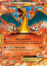 A vibrant Pokémon trading card features Charizard EX (XY17) [XY: Black Star Promos] with 180 HP. Charizard is depicted soaring with its mouth open, releasing flames. The card details two moves: Mega Ascension and Brave Fire. This fire-themed promo from Pokémon has a background of dynamic red and orange hues and an accessible retreat cost.